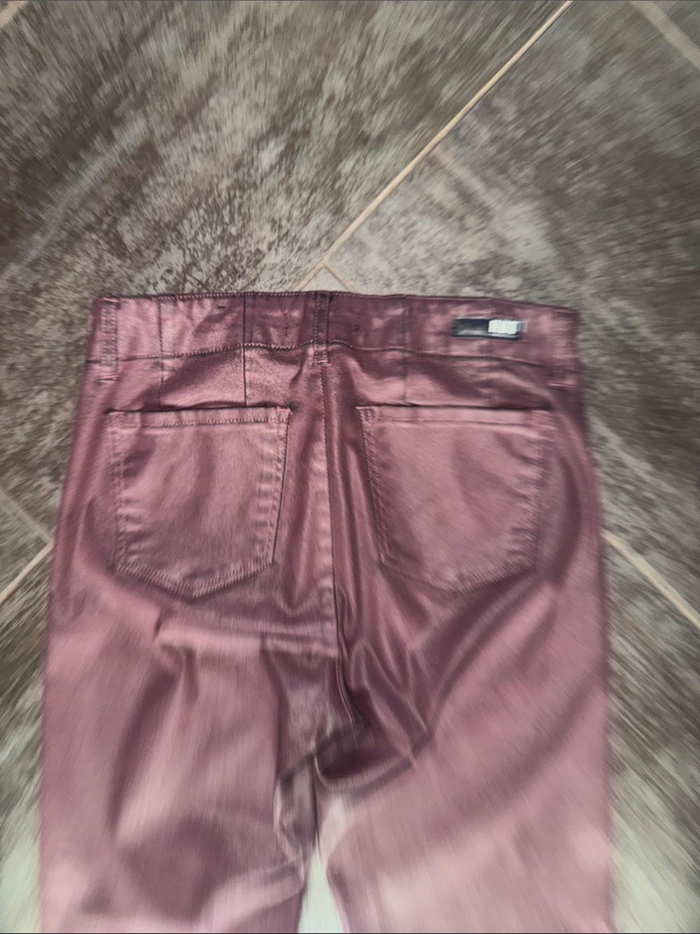 Kut From The Kloth Shimmery Plum Metallic Ankle Zip Crop Jeans - Picture 5 of 7